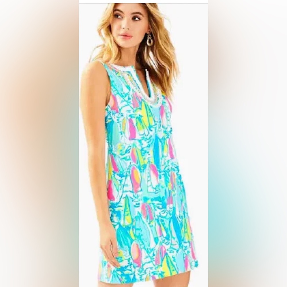 Lilly Pulitzer Harper Shift Dress in Beach and Bae Sailboat size small